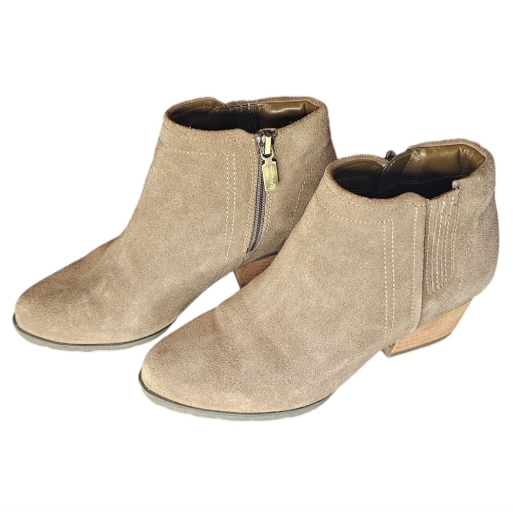 Blondo Waterproof Nubuck Leather Suede Block Heel 6.5W Bootie color mushroom